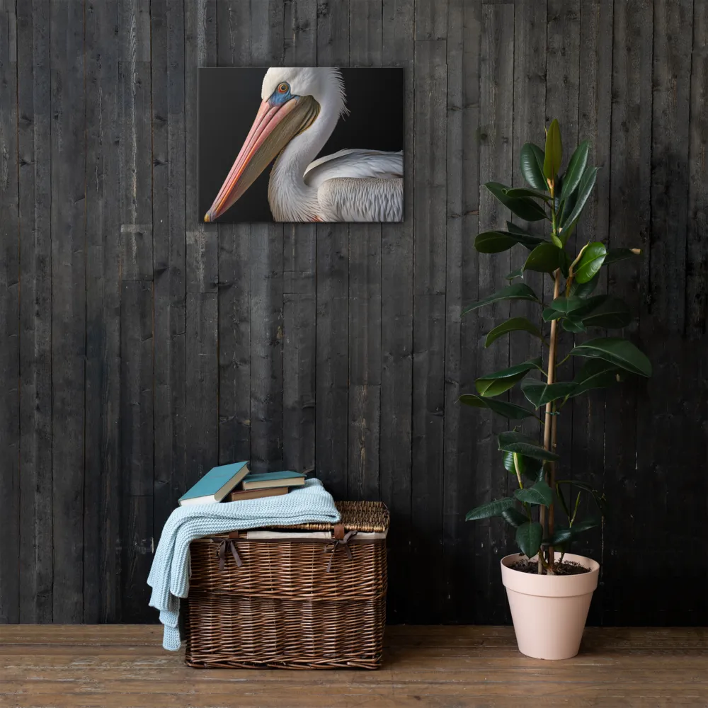 Elegance in White: The Pelican | Thin Canvas | 18″×24″