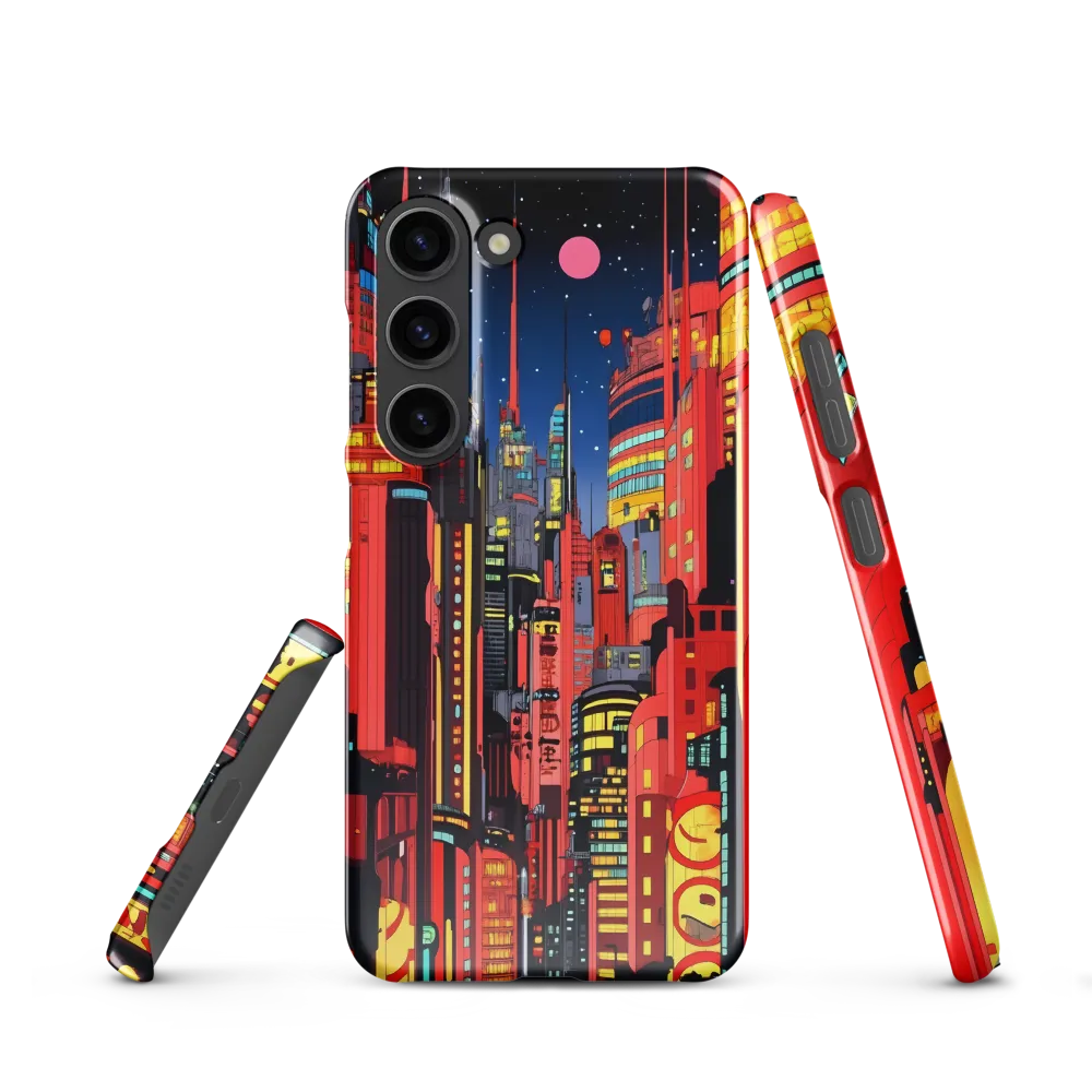 Neon Dreams: A Cyberpunk Cityscape | Phone Case |  S23 | Snap Case | Glossy