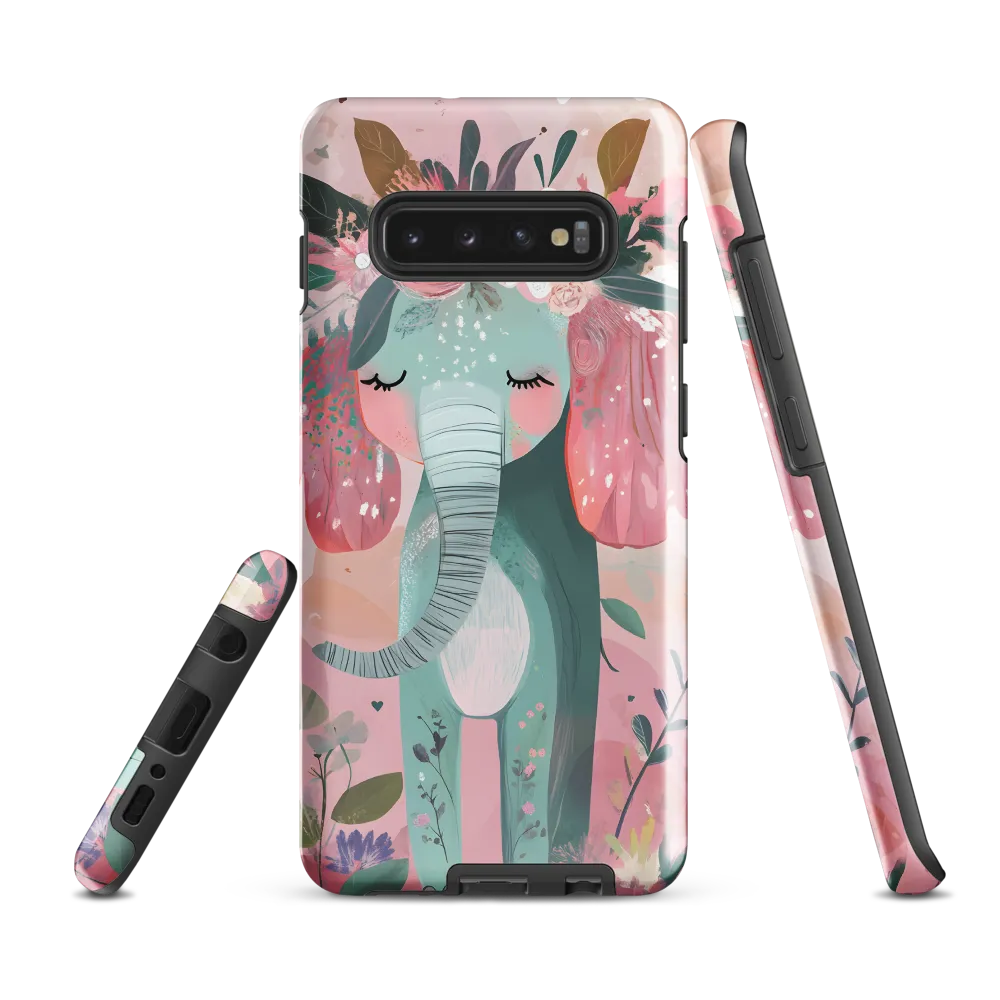 Whimsical Elephant in Bloom | Phone Case |  S10 Plus | Tough Case | Glossy