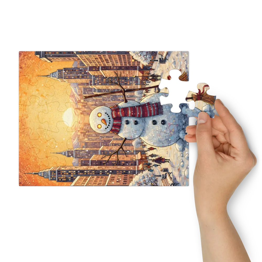 Golden City Snowman 
 Jigsaw Puzzle in Tin Box