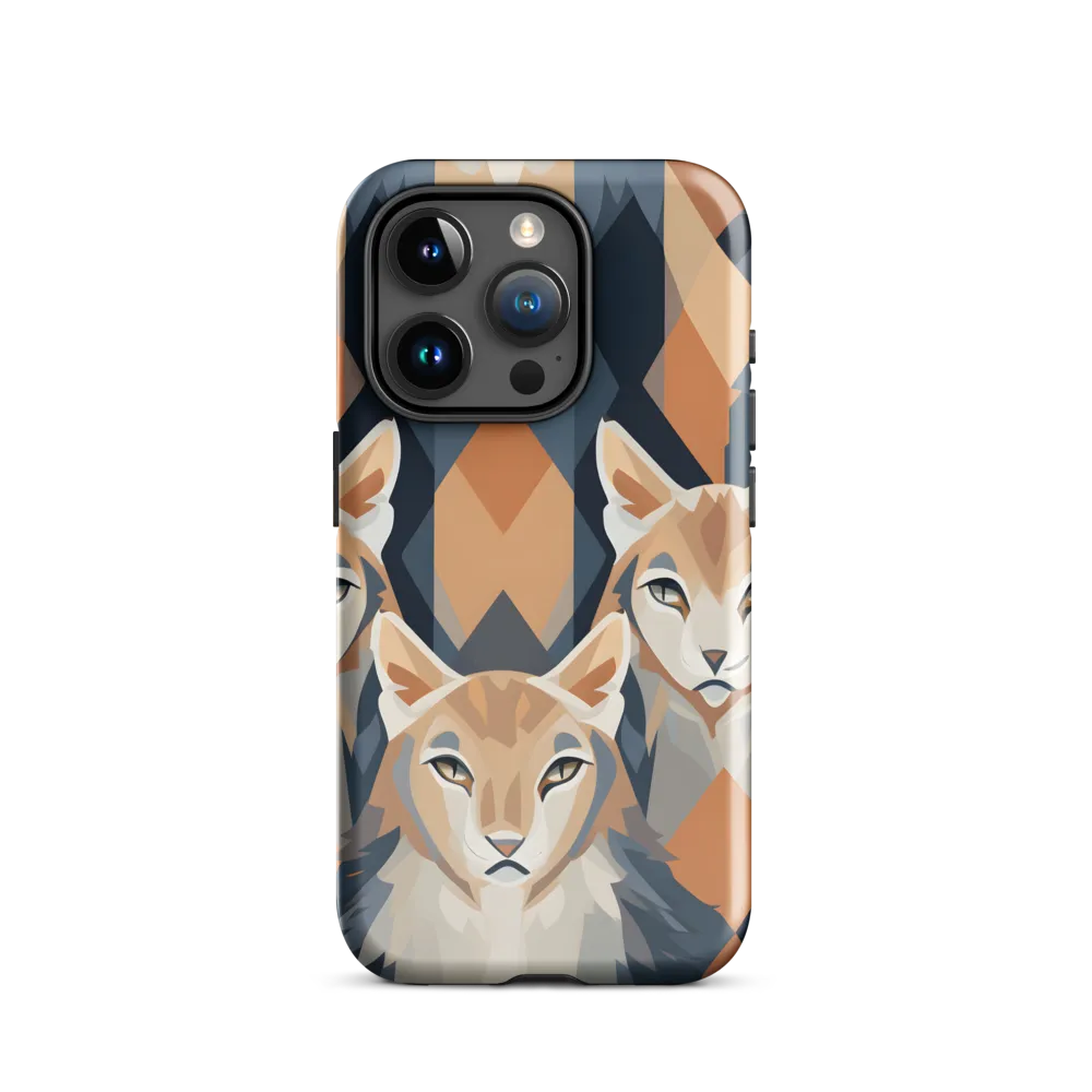 Elegance in Geometry: The Foxes | Phone Case |  15 Pro | Tough Case | Glossy