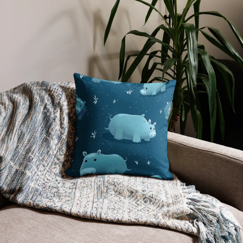 Whimsical Hippo Play | Pillow | 18″×18″