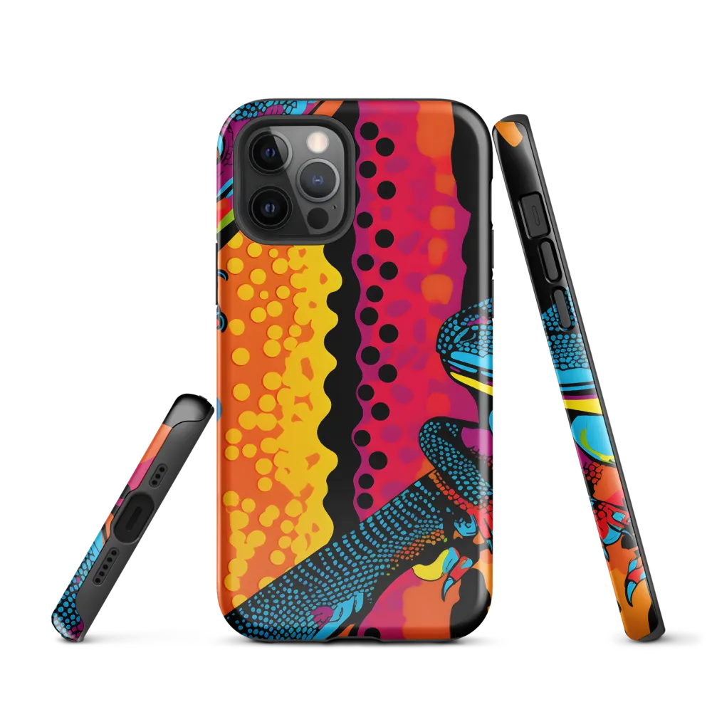 Colorful Encounters: The Playful Geckos | Phone Case |  12 Pro | Tough Case | Glossy