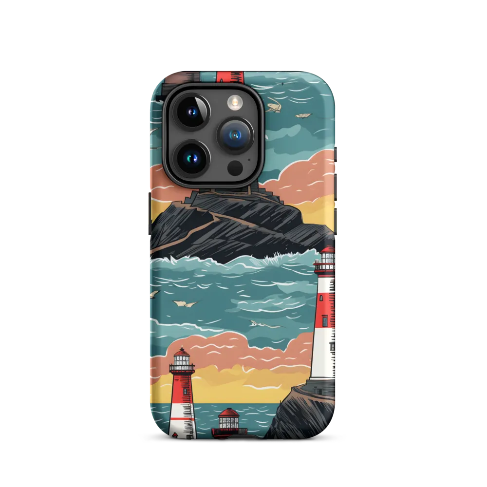 Lighthouses in a Whimsical Ocean | Phone Case |  15 Pro | Tough Case | Matte