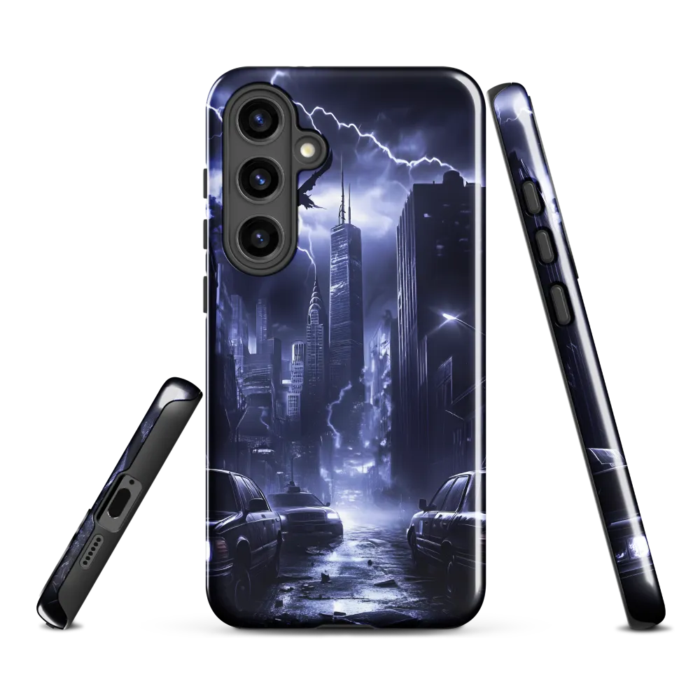 Stormy Cityscape: Shadows of the Night | Phone Case |  S24 Plus | Tough Case | Glossy