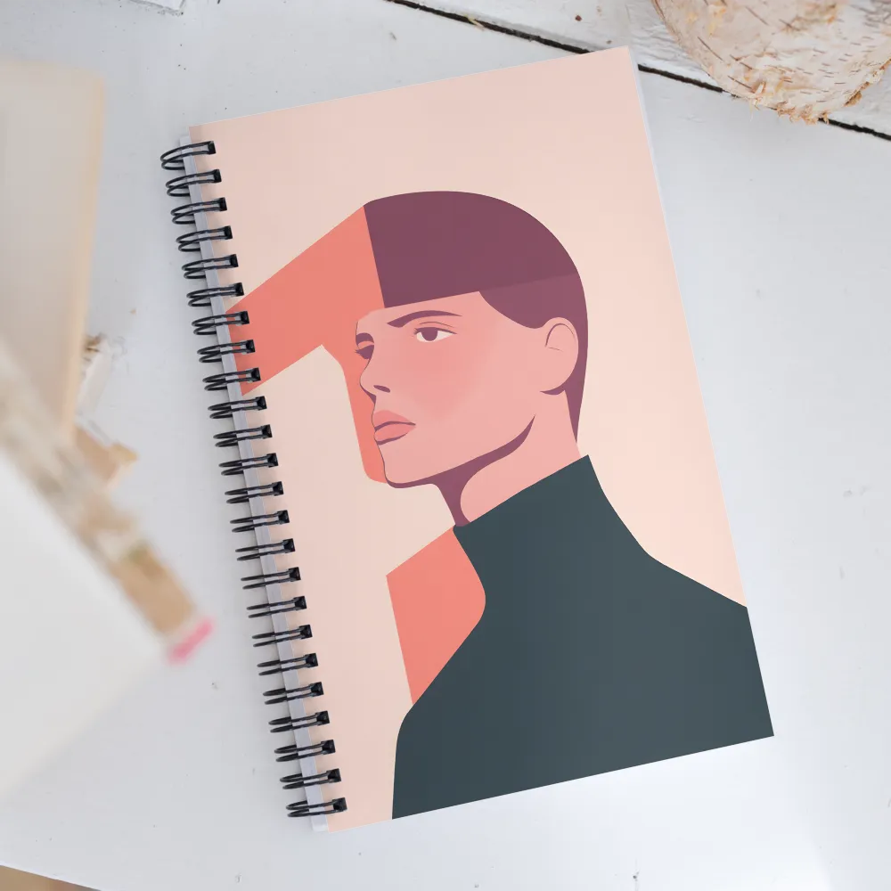 Contemplative Portrait in Minimalism | Spiral Notebook