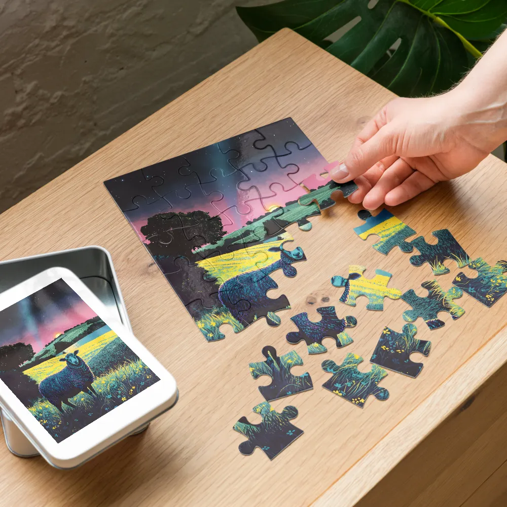 Sheep at Nightfall 
 Jigsaw Puzzle in Tin Box