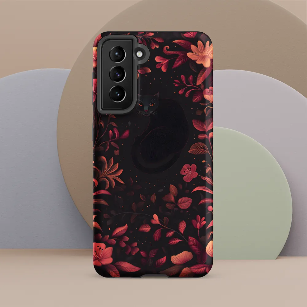 Nocturne in Coral: The Watchful Cat