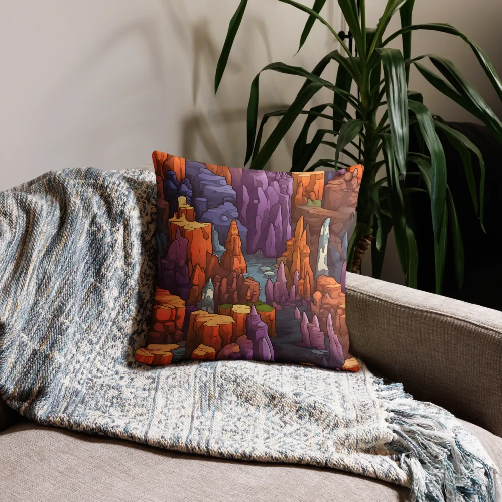 Vibrant Rockscape: A Digital Odyssey | Pillow Case | 18″×18″