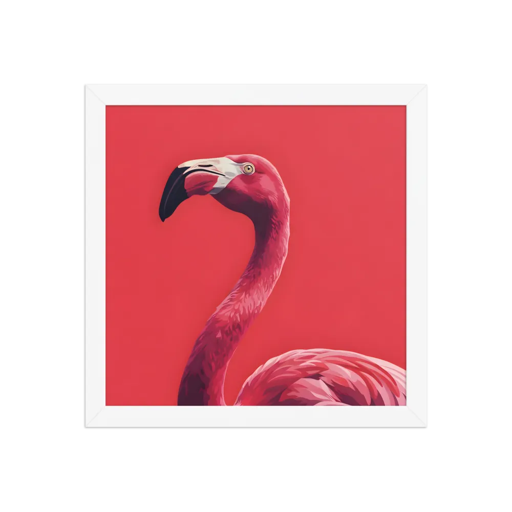 Crimson Flamingo 
 Poster with White Frame | 12″x 12″