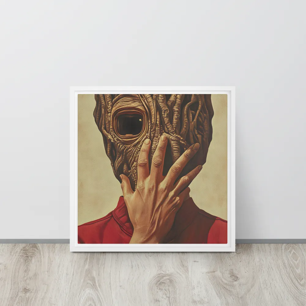 The Mask of Roots | Canvas with White Frame | 16″×16″