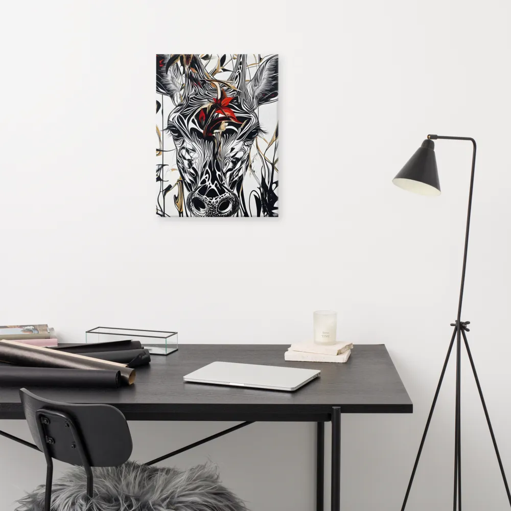 Floral Elegance: The Giraffe's Portrait | Canvas | 18″×24″