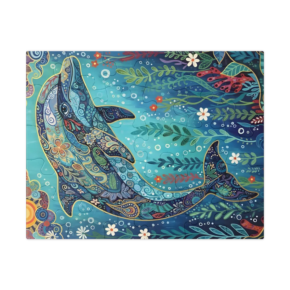 Ornate Dolphin 
 Jigsaw Puzzle in Tin Box