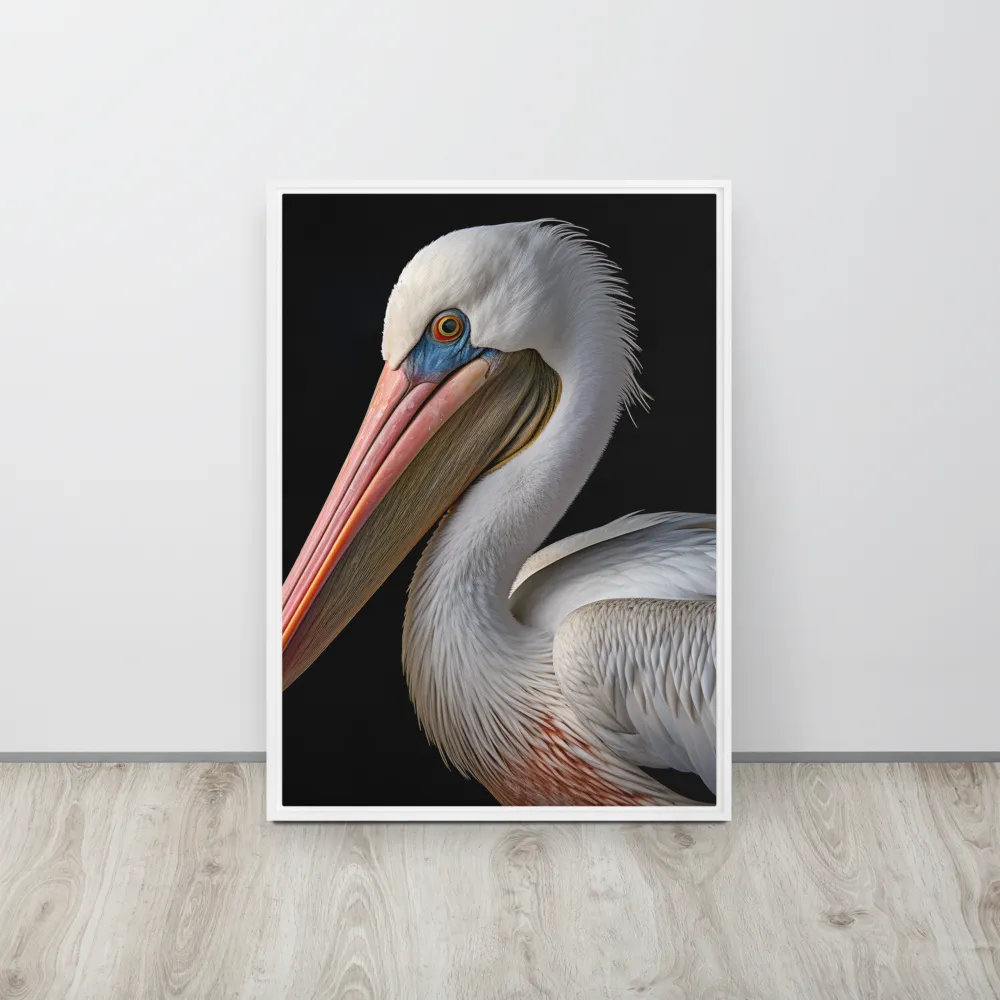 Elegance in White: The Pelican | Canvas with White Frame | 20″×28″