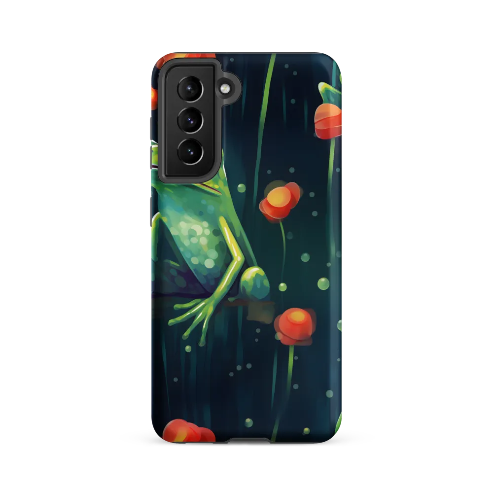 Playful Frogs in a Lush Pond