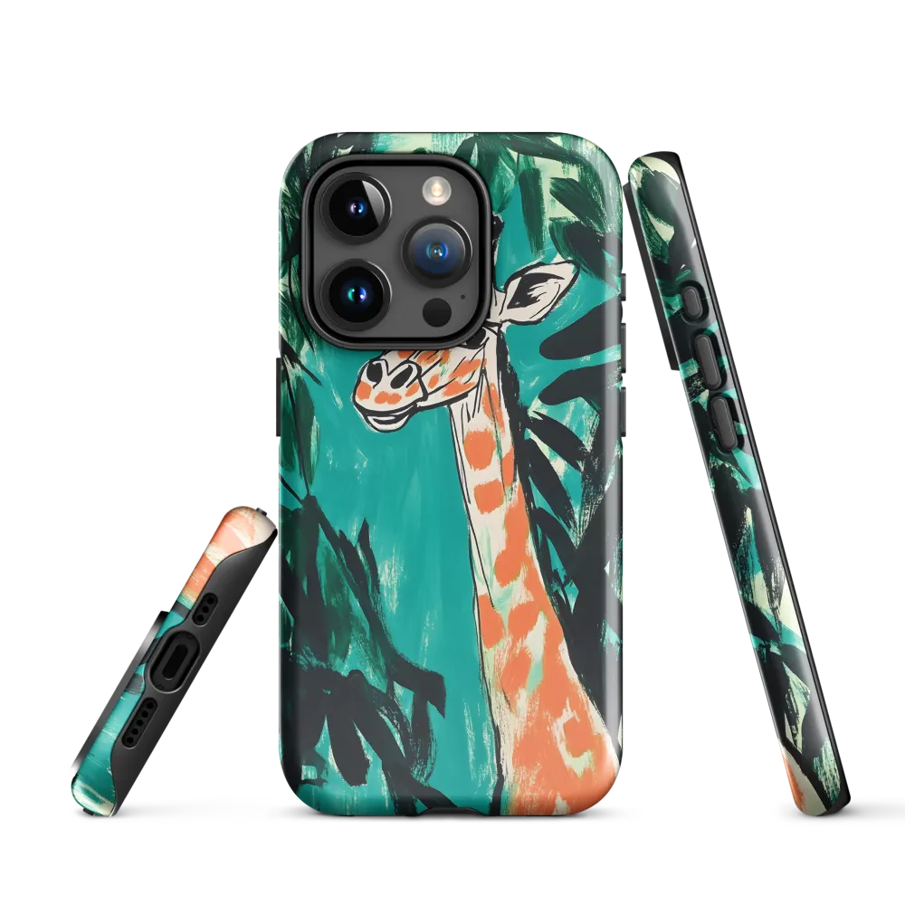 Curious Giraffe in Lush Greenery | Phone Case |  15 Pro | Tough Case | Glossy