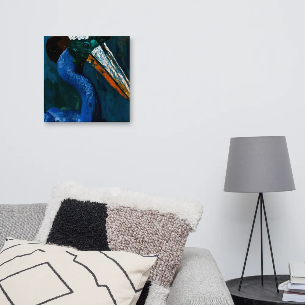 Majestic Absurdity: The Hat-Wearing Bird | Canvas | 16″×16″