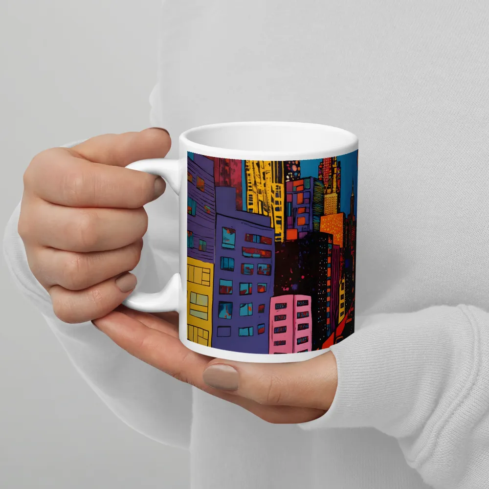 Urban Vibrance: A Pop Art Cityscape | Mug with White inside | 11 oz