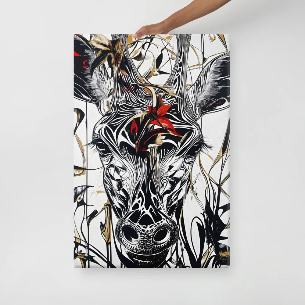Floral Elegance: The Giraffe's Portrait | Canvas | 24″×36″