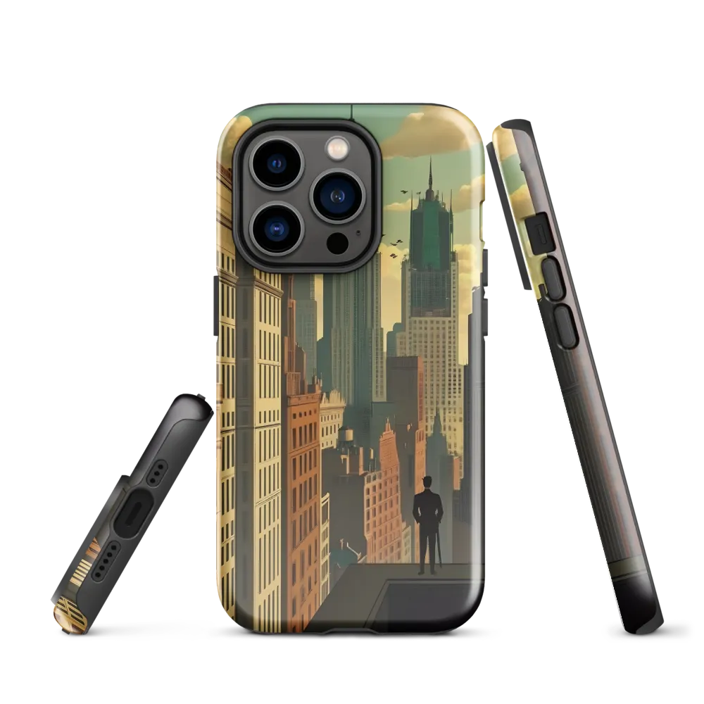 Urban Dreams: A Silhouette in Art Deco Cityscape