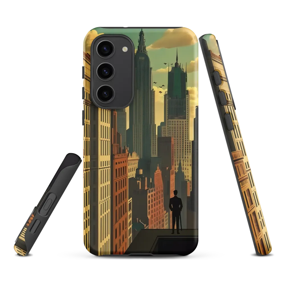 Urban Dreams: A Silhouette in Art Deco Cityscape
