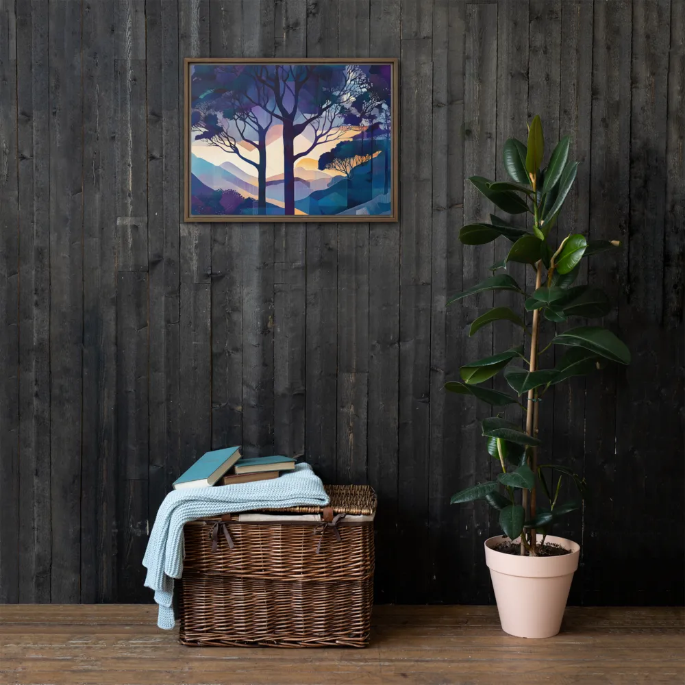 Tranquil Geometry: A Journey Through Color | Canvas with Brown Frame | 18″×24″