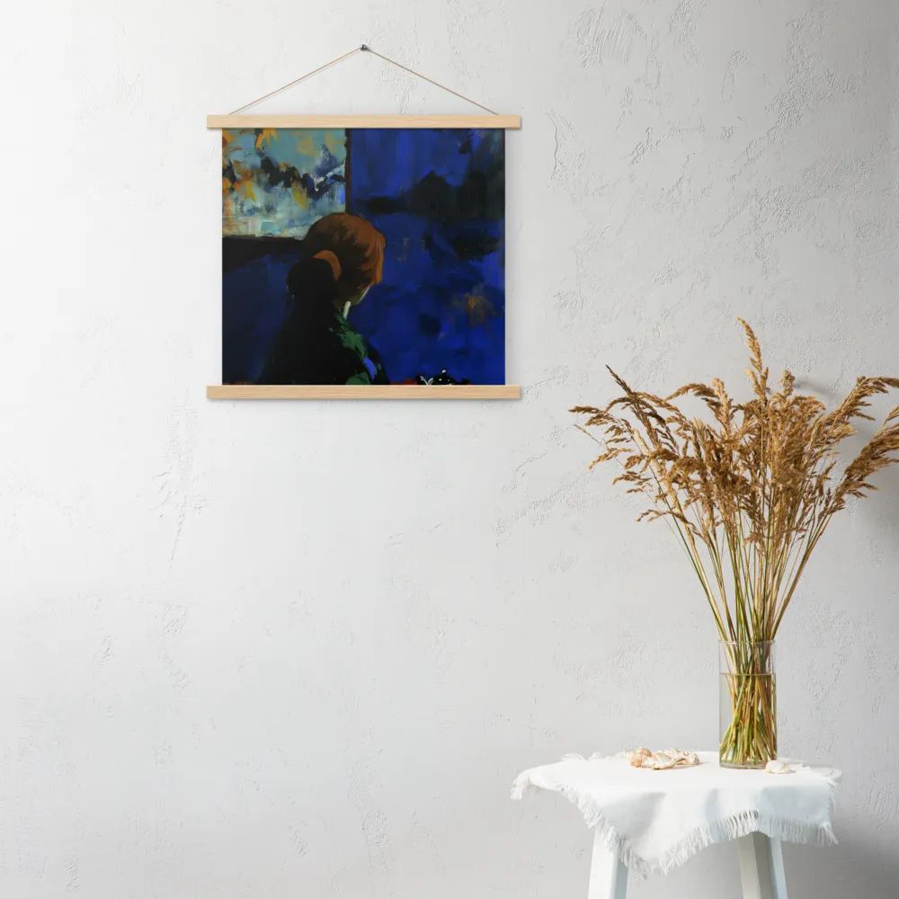 Contemplation Under the Night Sky | Poster With Oak Wood Hanger | 18″×18″