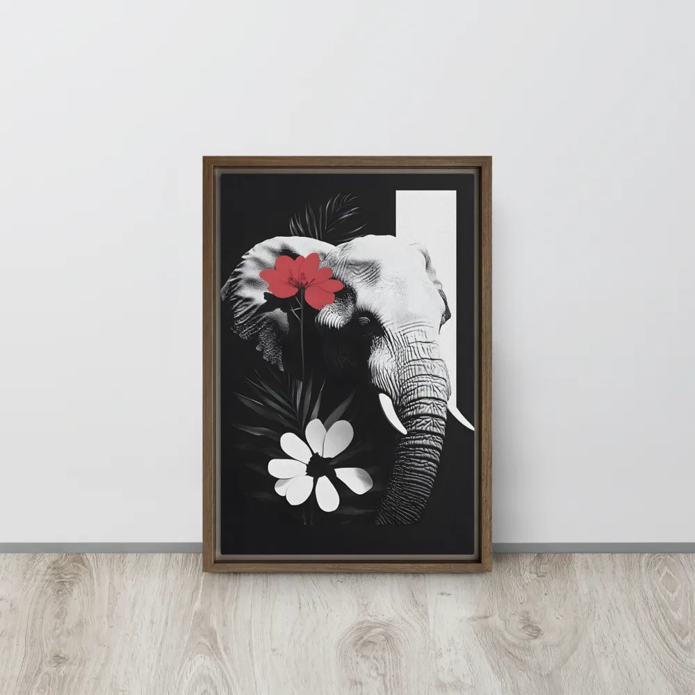 Elephant Harmony | Canvas with Brown Frame | 12″×18″