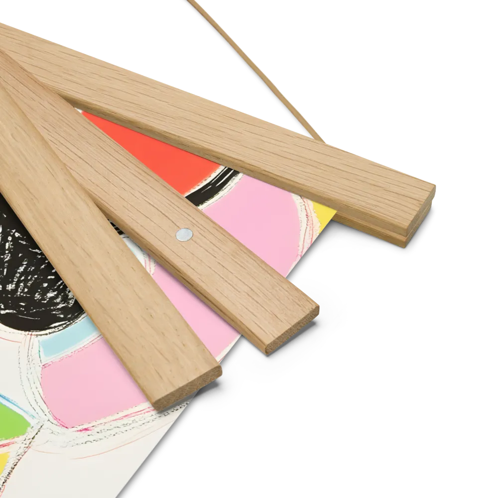 Whimsical Portrait in Colorful Abstraction | Poster With Oak Wood Hanger | 10″×10″