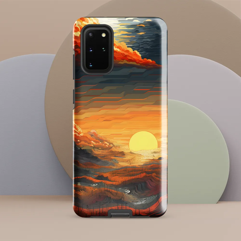 Ethereal Sunset: A Serene Landscape in Flowing Forms