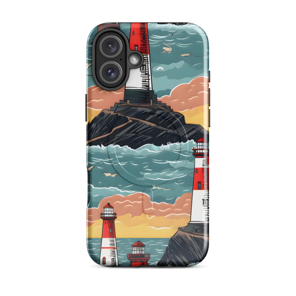 Lighthouses in a Whimsical Ocean | Phone Case |  16 Plus | MagSafe® Tough Case | Glossy