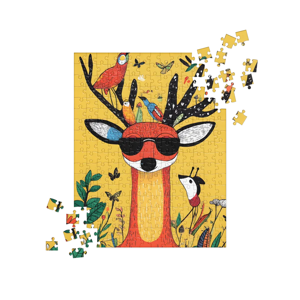 Playful Deer with Sunglasses | Jigsaw Puzzle | 252 pieces