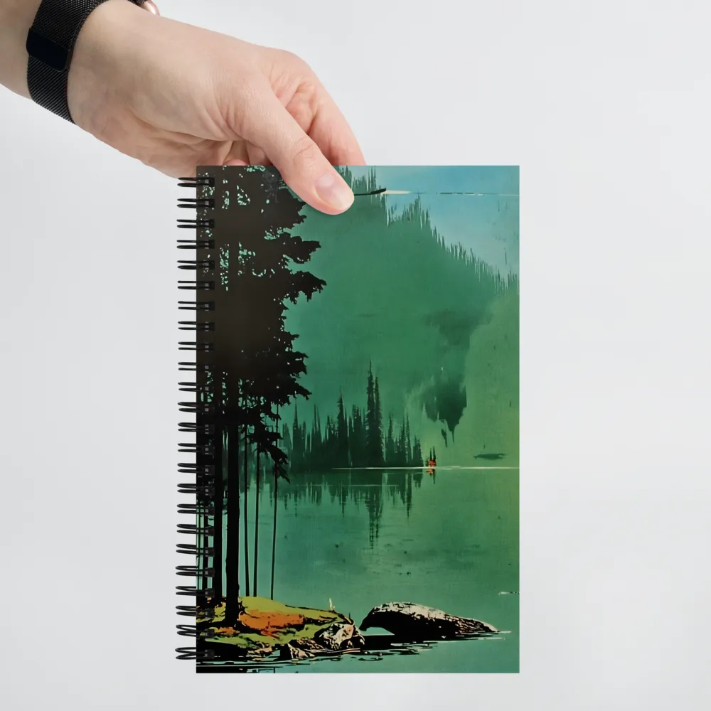 Serenity Reflected: A Tranquil Lake Scene | Spiral Notebook