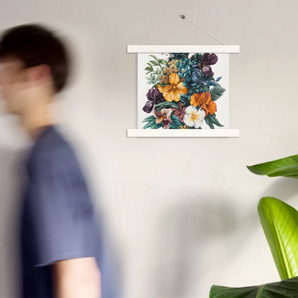 Floral Symphony | Poster With White Wood Hanger | 10″×10″