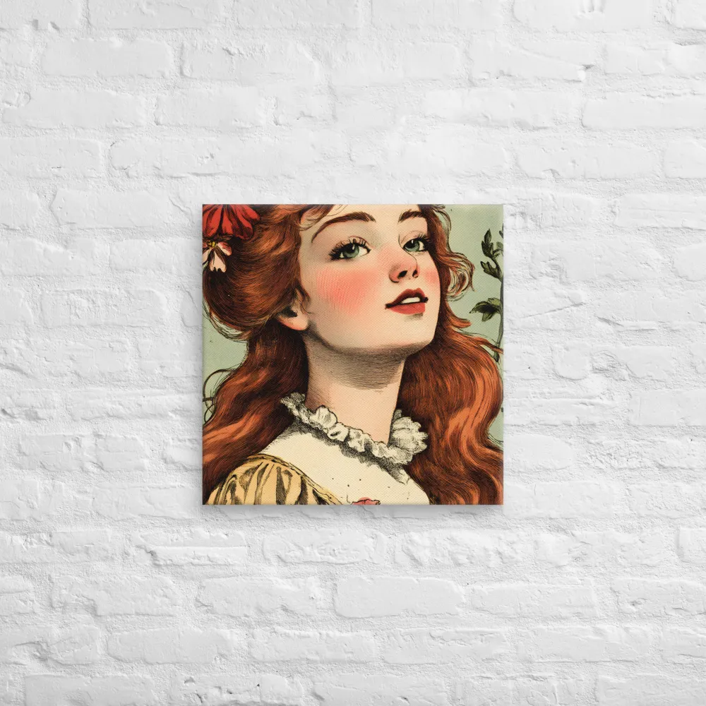 Whimsical Portrait of a Flower-Adorned Girl | Canvas | 20″×20″