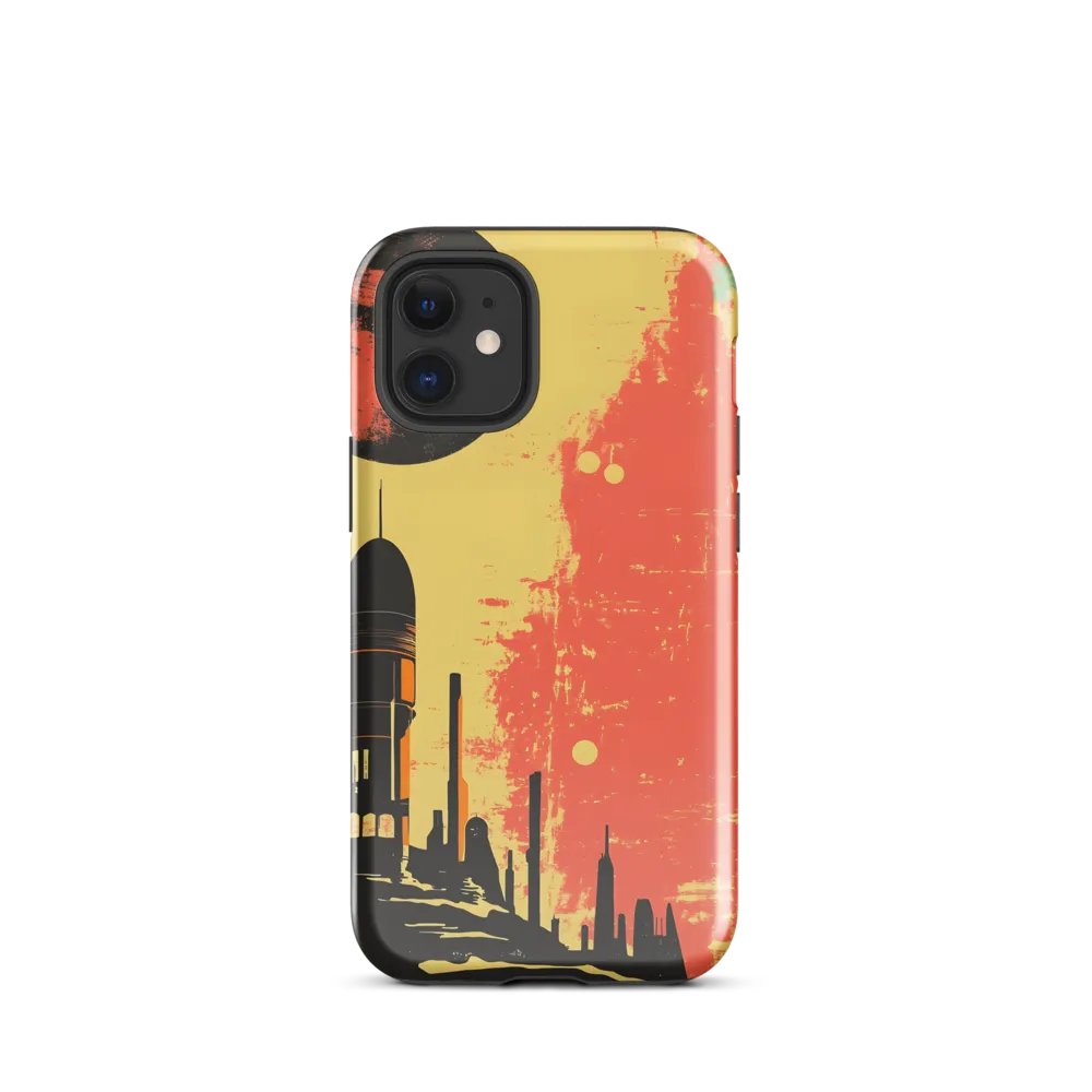 Journey to the Stars: A Retro-Futuristic Landscape | Phone Case |  12 mini | Tough Case | Glossy