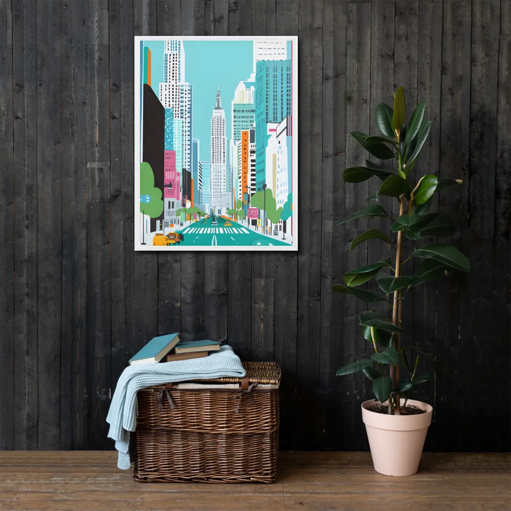 Urban Symphony: A Modern Cityscape | Canvas with White Frame | 24″×32″