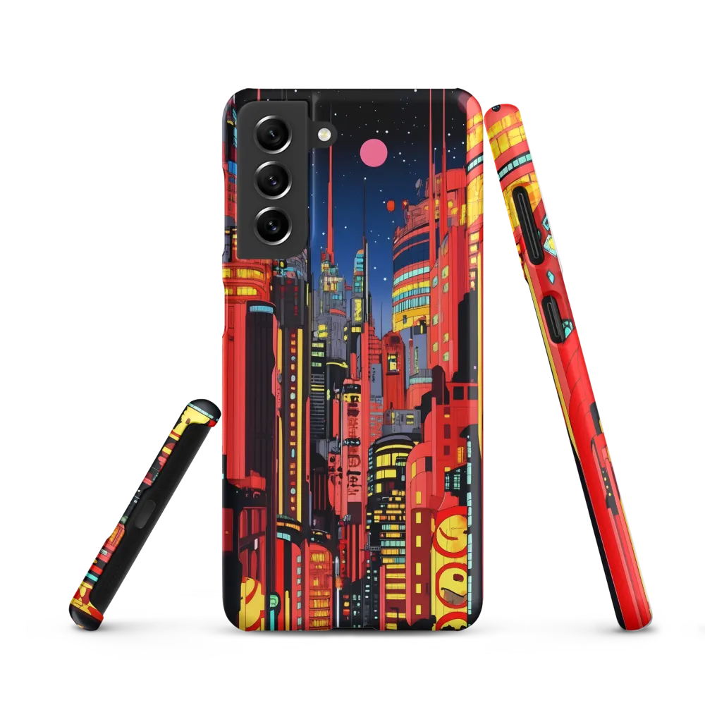 Neon Dreams: A Cyberpunk Cityscape | Phone Case |  S21 | Snap Case | Matte