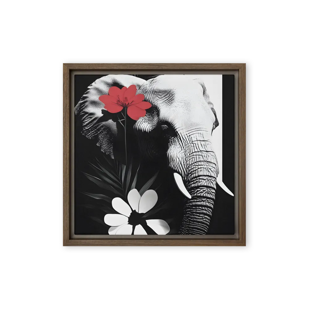 Elephant Harmony | Canvas with Brown Frame | 12″×12″