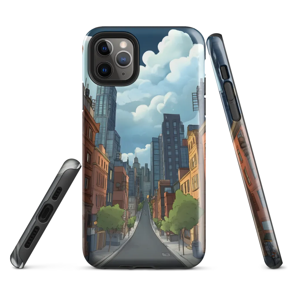 Urban Serenity: A Digital Cityscape | Phone Case |  11 Pro Max | Tough Case | Glossy