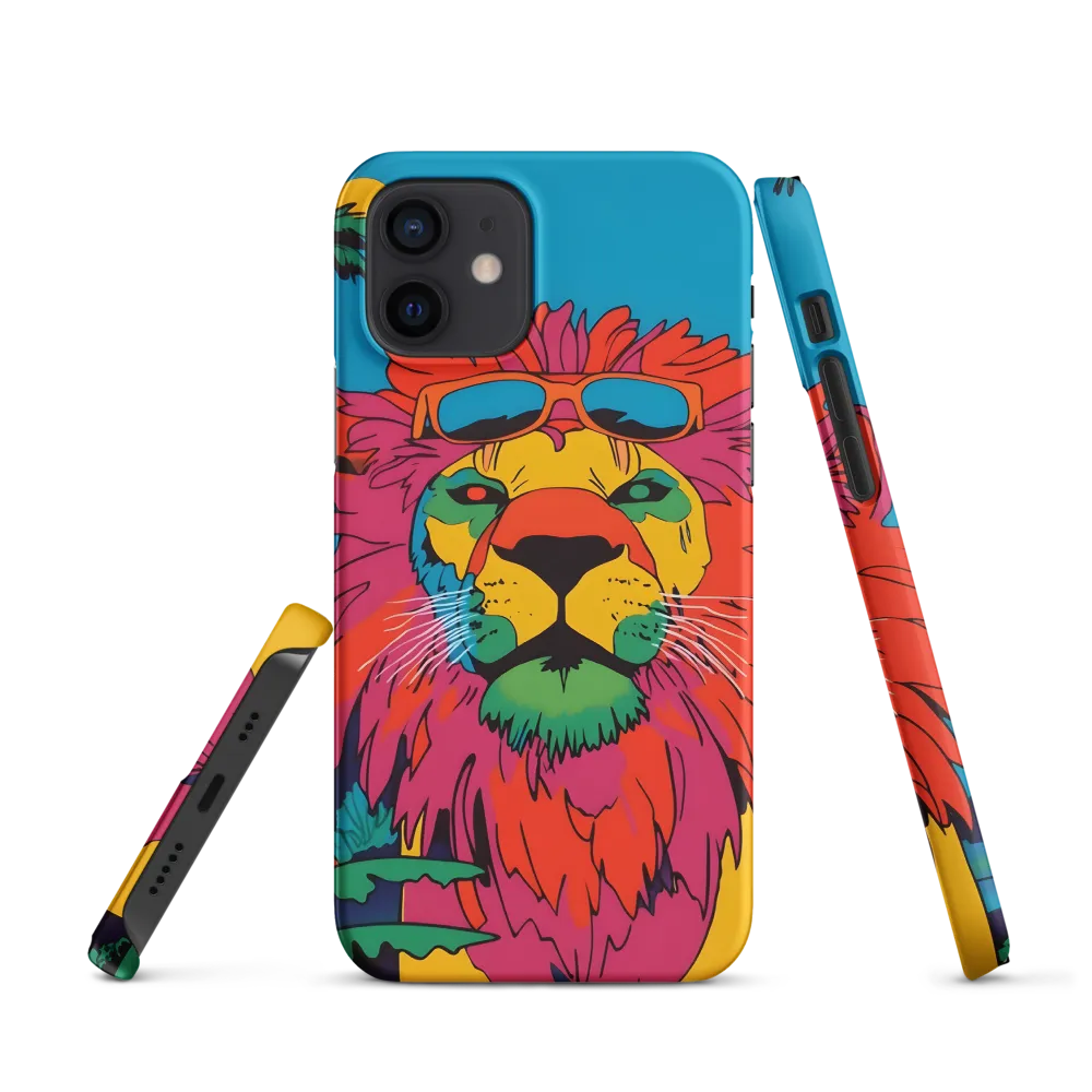 Lion with Sunglasses: A Vibrant Tropical Portrait | Phone Case |  12 | Snap Case | Matte