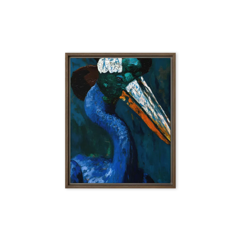 Majestic Absurdity: The Hat-Wearing Bird | Canvas with Brown Frame | 8″×10″