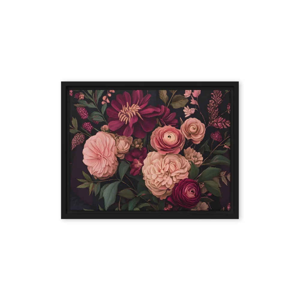 Botanical Elegance | Canvas with Black Frame | 12″×16″
