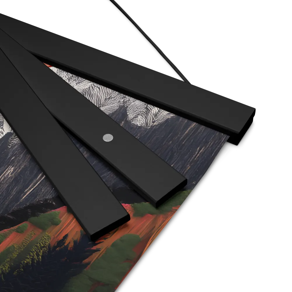 Ethereal Cascade: A Surreal Landscape | Poster With Black Wood Hanger | 16″×16″