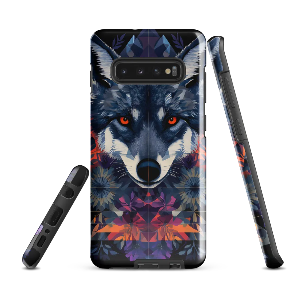 Mystical Wolf Amidst Floral Geometry | Phone Case |  S10 Plus | Tough Case | Glossy