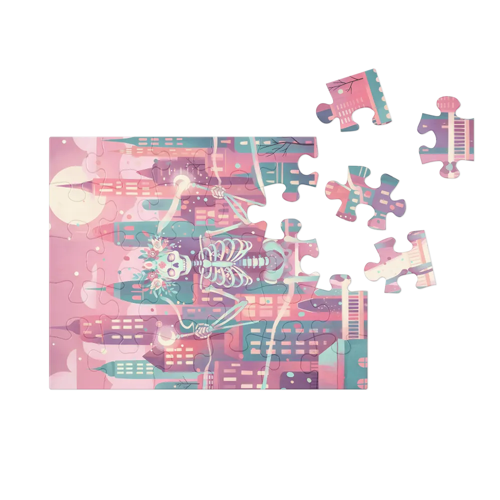 Moonlit Floral Skeleton 
 Jigsaw Puzzle in Tin Box