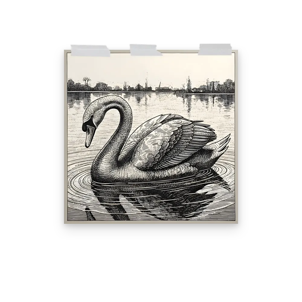 Etched Swan 
 Poster | 16″x 16″