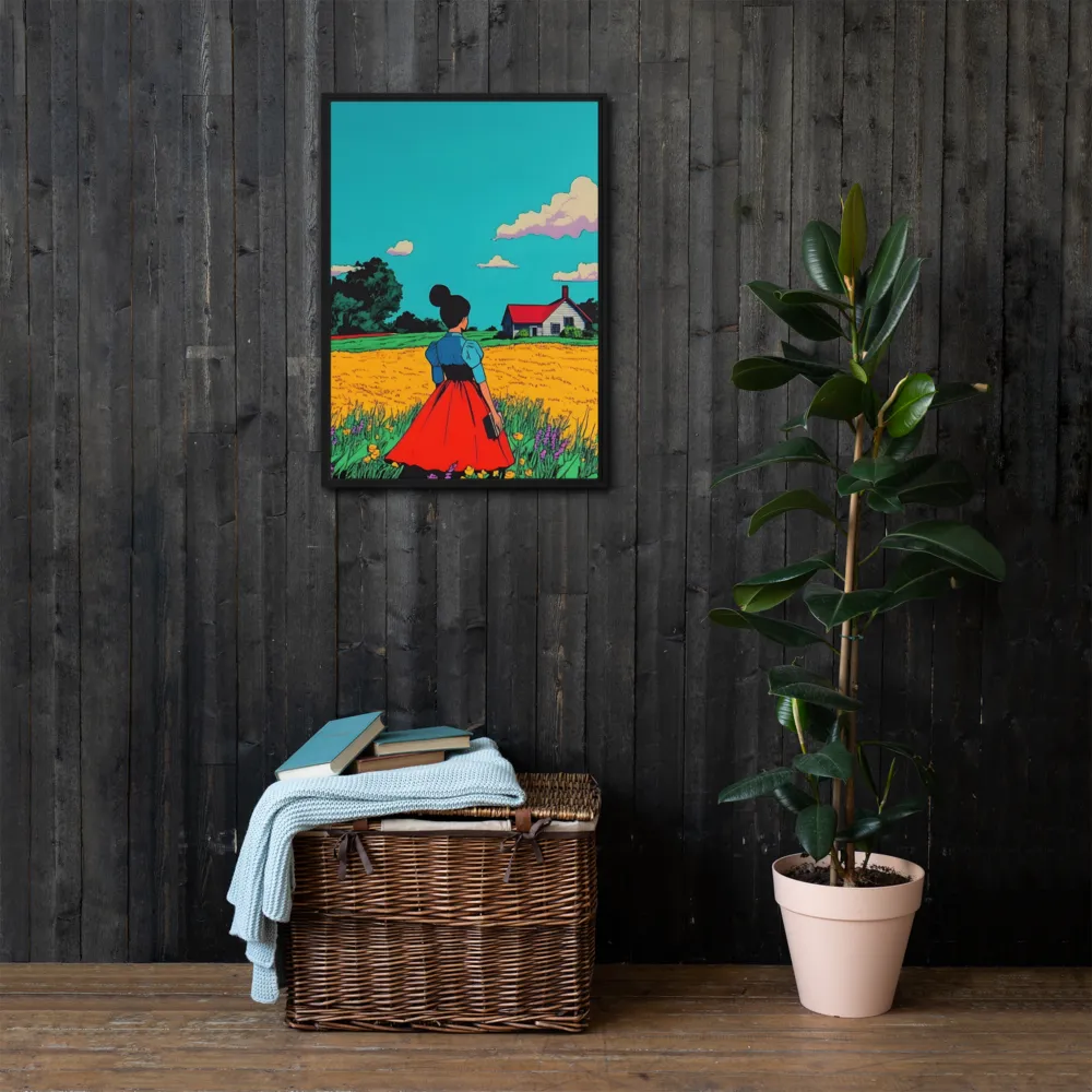 Whispers of a Sunlit Meadow | Canvas with Black Frame | 20″×28″
