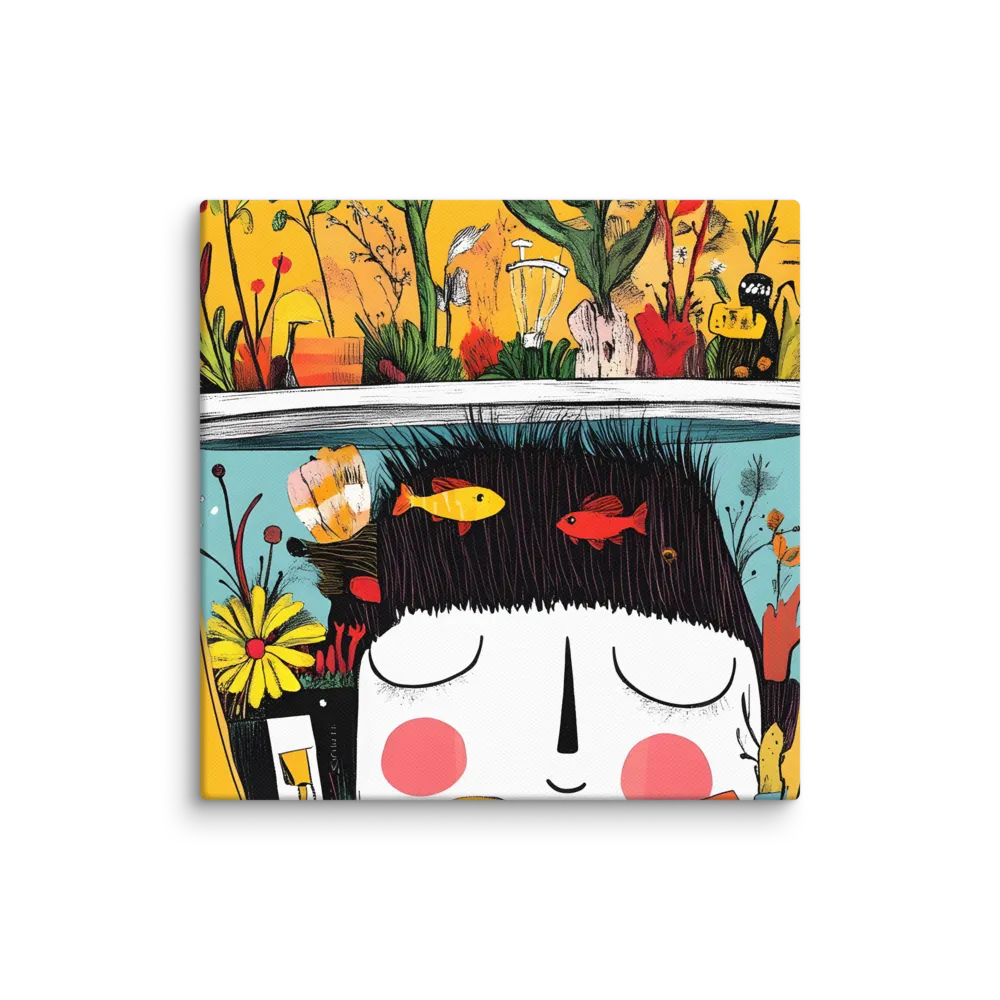Whimsical Garden Head | Canvas | 16″×16″