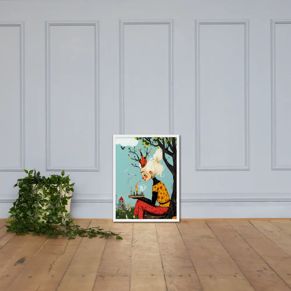 Whimsical Nature Girl | Poster with White Frame | 18″×24″